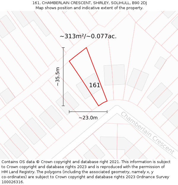161, CHAMBERLAIN CRESCENT, SHIRLEY, SOLIHULL, B90 2DJ: Plot and title map