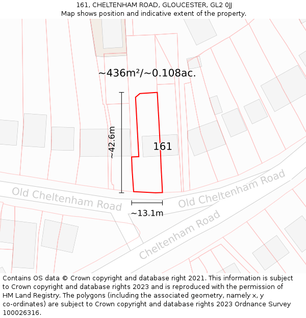 161, CHELTENHAM ROAD, GLOUCESTER, GL2 0JJ: Plot and title map
