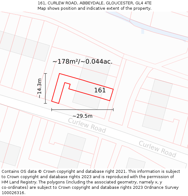 161, CURLEW ROAD, ABBEYDALE, GLOUCESTER, GL4 4TE: Plot and title map