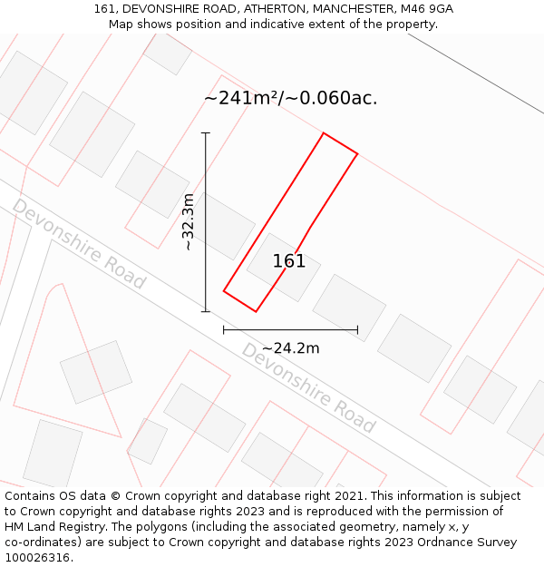 161, DEVONSHIRE ROAD, ATHERTON, MANCHESTER, M46 9GA: Plot and title map
