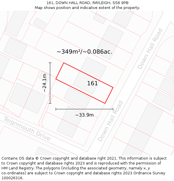 161, DOWN HALL ROAD, RAYLEIGH, SS6 9PB: Plot and title map