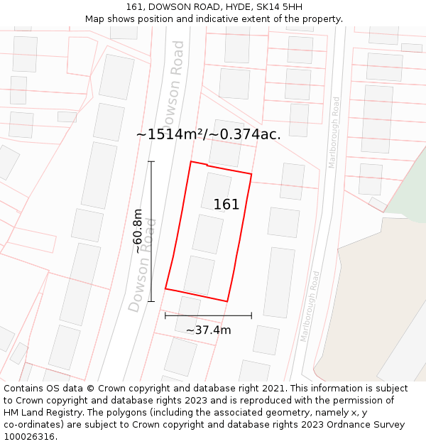 161, DOWSON ROAD, HYDE, SK14 5HH: Plot and title map