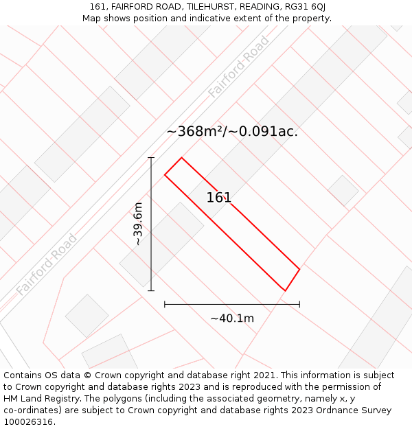 161, FAIRFORD ROAD, TILEHURST, READING, RG31 6QJ: Plot and title map