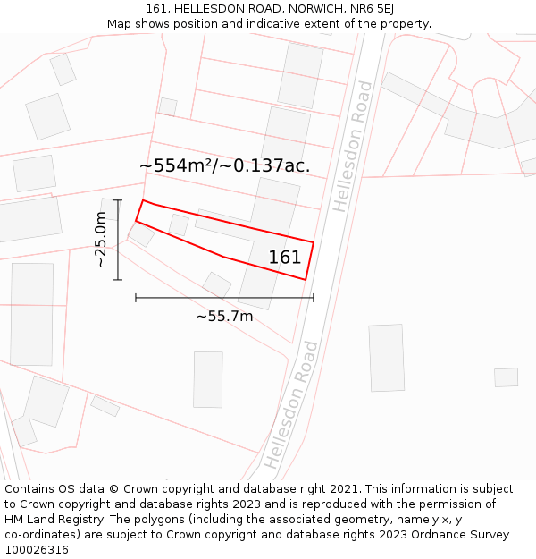 161, HELLESDON ROAD, NORWICH, NR6 5EJ: Plot and title map