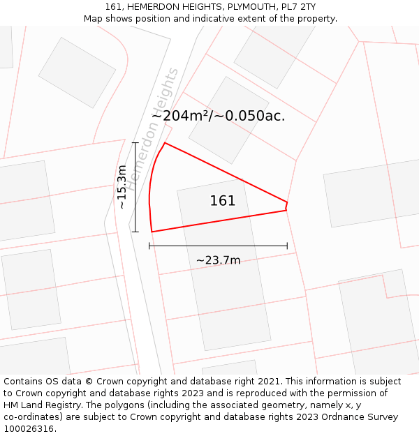 161, HEMERDON HEIGHTS, PLYMOUTH, PL7 2TY: Plot and title map