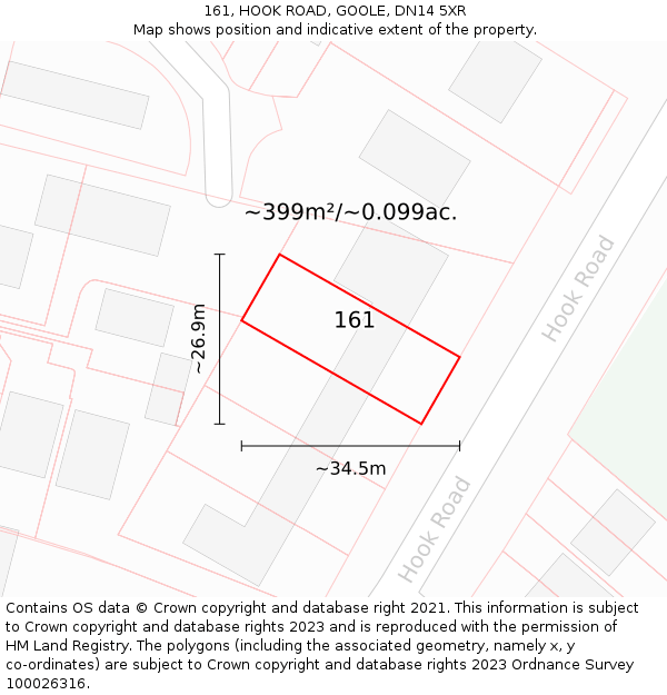 161, HOOK ROAD, GOOLE, DN14 5XR: Plot and title map