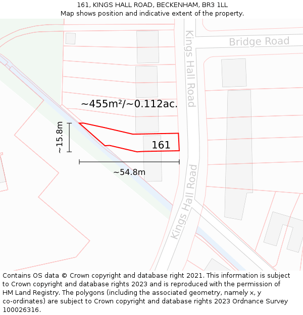 161, KINGS HALL ROAD, BECKENHAM, BR3 1LL: Plot and title map