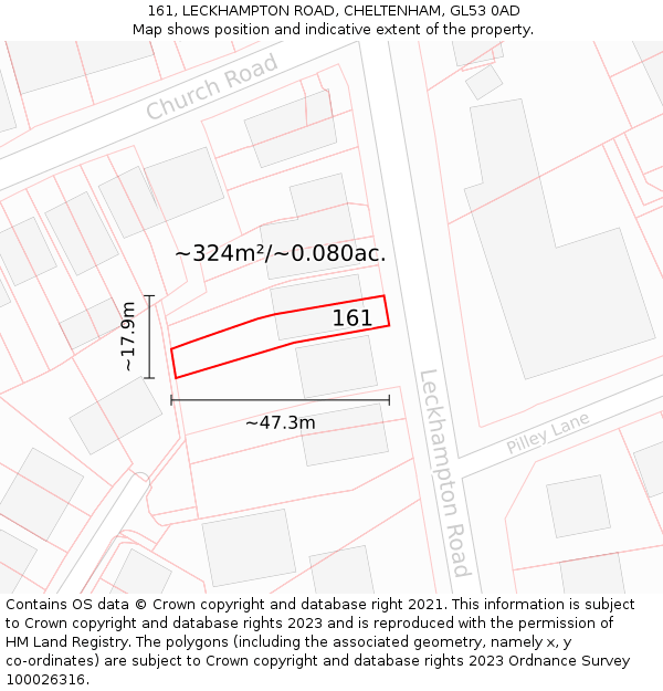 161, LECKHAMPTON ROAD, CHELTENHAM, GL53 0AD: Plot and title map