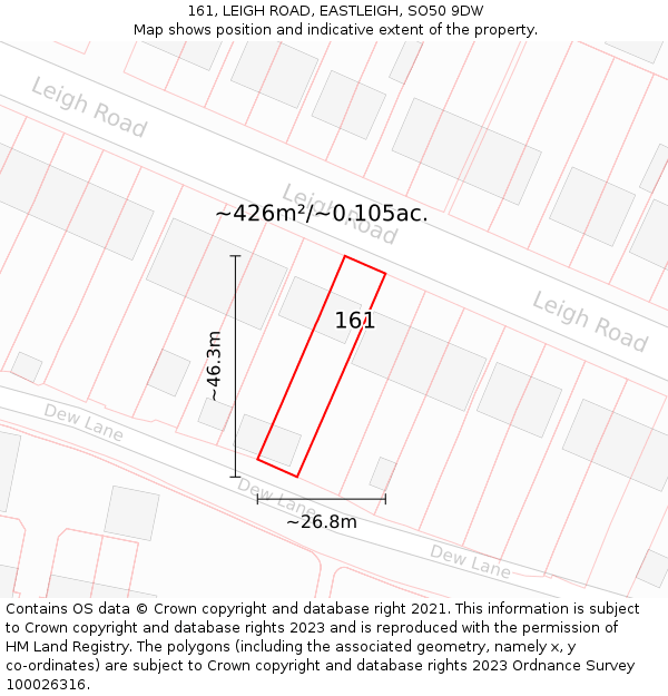 161, LEIGH ROAD, EASTLEIGH, SO50 9DW: Plot and title map