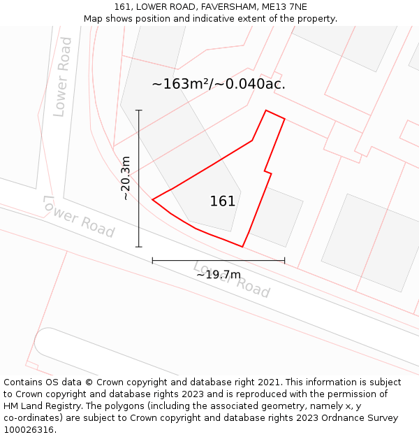 161, LOWER ROAD, FAVERSHAM, ME13 7NE: Plot and title map