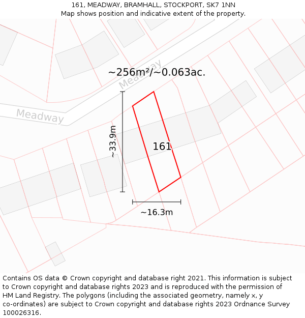 161, MEADWAY, BRAMHALL, STOCKPORT, SK7 1NN: Plot and title map