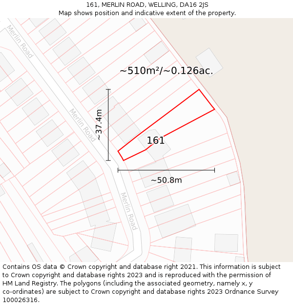 161, MERLIN ROAD, WELLING, DA16 2JS: Plot and title map