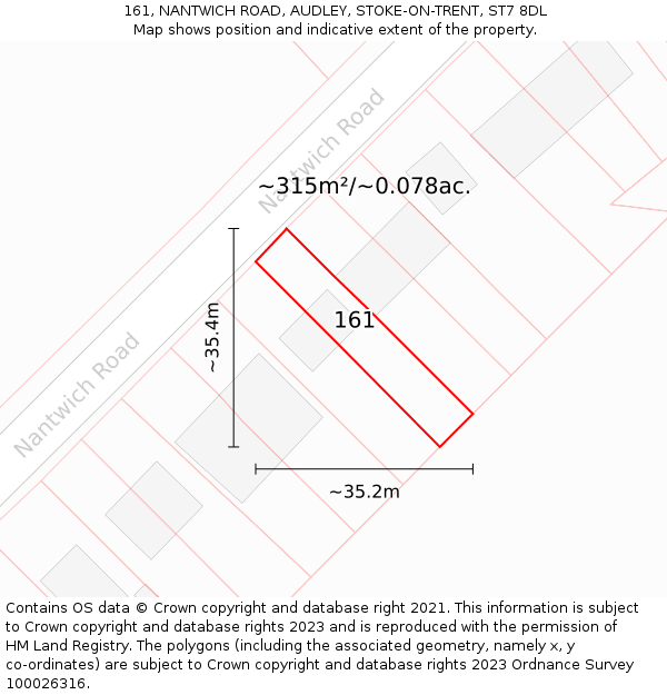 161, NANTWICH ROAD, AUDLEY, STOKE-ON-TRENT, ST7 8DL: Plot and title map
