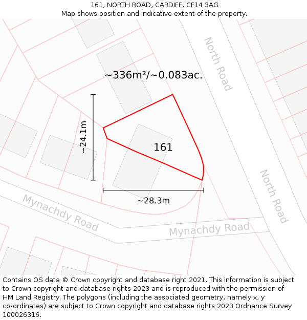 161, NORTH ROAD, CARDIFF, CF14 3AG: Plot and title map