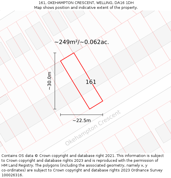 161, OKEHAMPTON CRESCENT, WELLING, DA16 1DH: Plot and title map