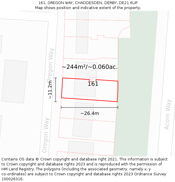 161, OREGON WAY, CHADDESDEN, DERBY, DE21 6UP: Plot and title map