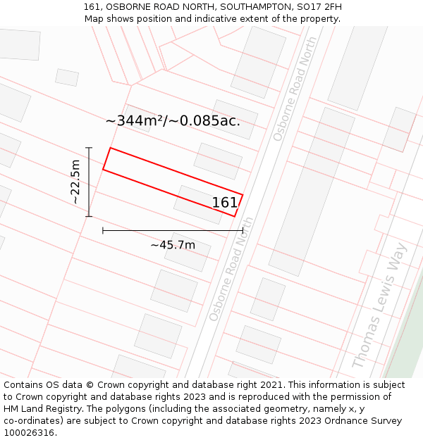 161, OSBORNE ROAD NORTH, SOUTHAMPTON, SO17 2FH: Plot and title map