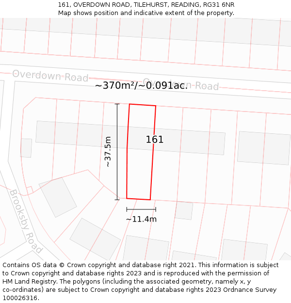 161, OVERDOWN ROAD, TILEHURST, READING, RG31 6NR: Plot and title map