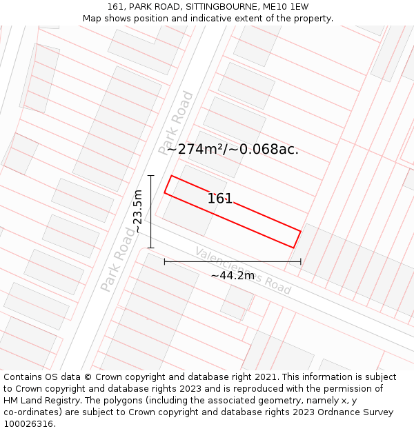 161, PARK ROAD, SITTINGBOURNE, ME10 1EW: Plot and title map