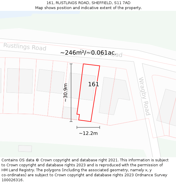 161, RUSTLINGS ROAD, SHEFFIELD, S11 7AD: Plot and title map