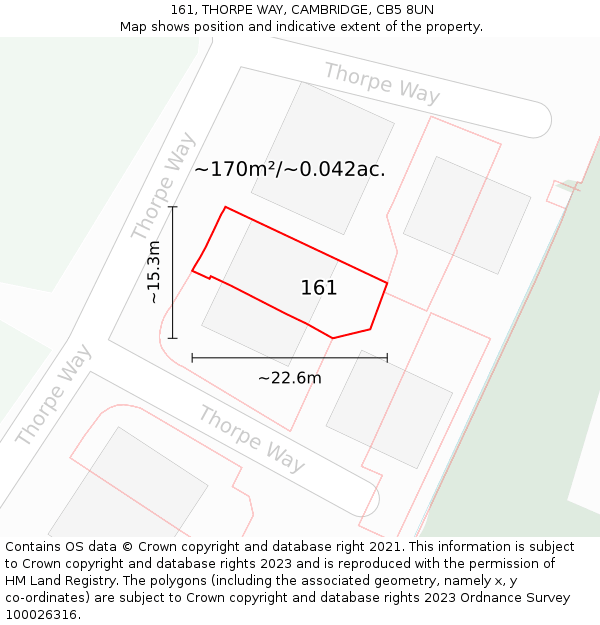 161, THORPE WAY, CAMBRIDGE, CB5 8UN: Plot and title map