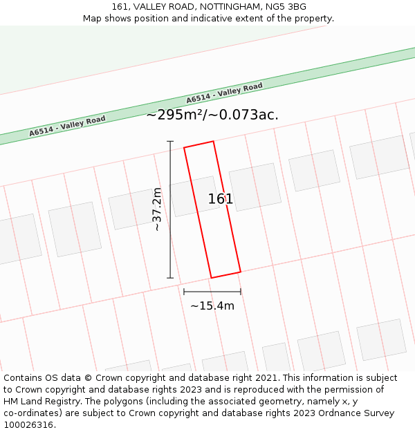 161, VALLEY ROAD, NOTTINGHAM, NG5 3BG: Plot and title map