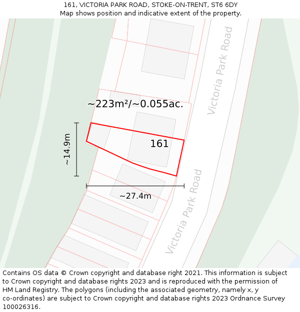 161, VICTORIA PARK ROAD, STOKE-ON-TRENT, ST6 6DY: Plot and title map