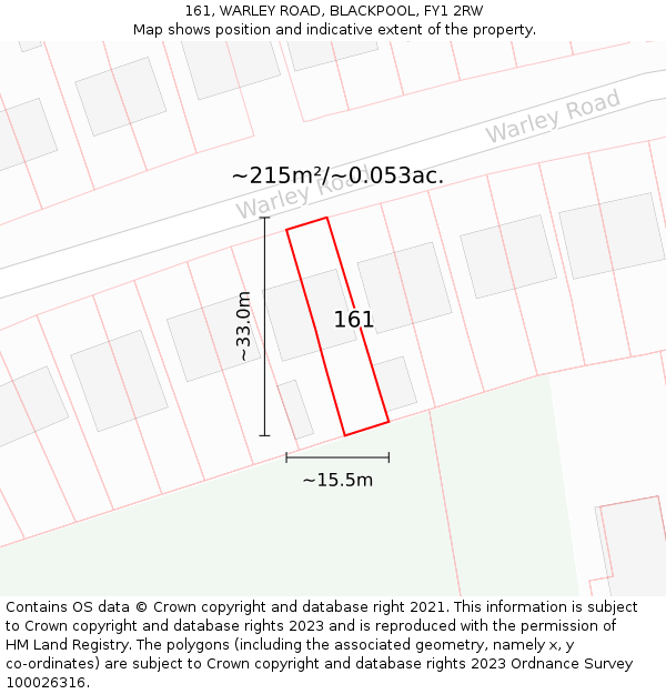 161, WARLEY ROAD, BLACKPOOL, FY1 2RW: Plot and title map