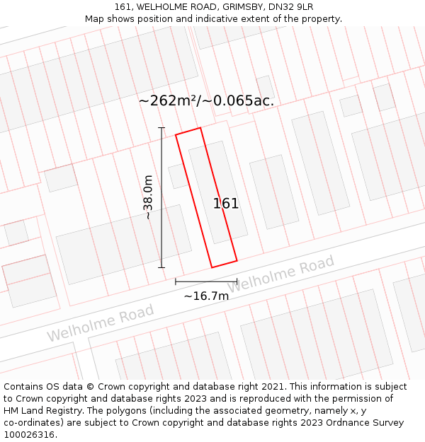161, WELHOLME ROAD, GRIMSBY, DN32 9LR: Plot and title map