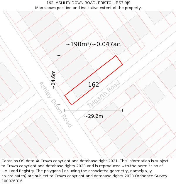 162, ASHLEY DOWN ROAD, BRISTOL, BS7 9JS: Plot and title map