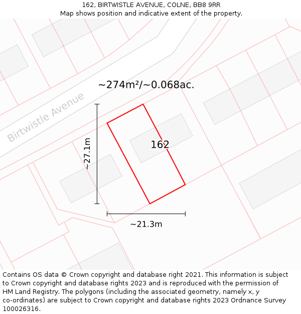 162, BIRTWISTLE AVENUE, COLNE, BB8 9RR: Plot and title map