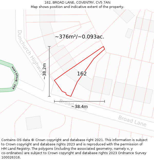 162, BROAD LANE, COVENTRY, CV5 7AN: Plot and title map