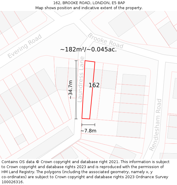 162, BROOKE ROAD, LONDON, E5 8AP: Plot and title map