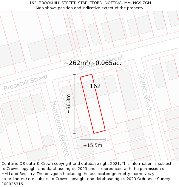 162, BROOKHILL STREET, STAPLEFORD, NOTTINGHAM, NG9 7GN: Plot and title map