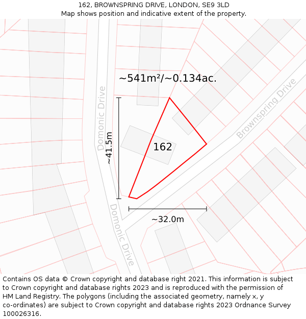 162, BROWNSPRING DRIVE, LONDON, SE9 3LD: Plot and title map