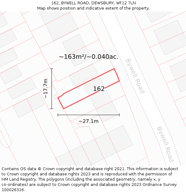 162, BYWELL ROAD, DEWSBURY, WF12 7LN: Plot and title map