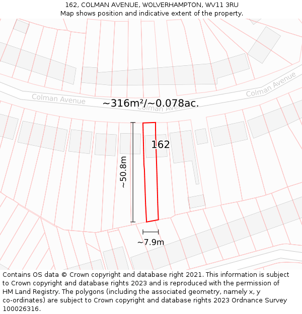 162, COLMAN AVENUE, WOLVERHAMPTON, WV11 3RU: Plot and title map