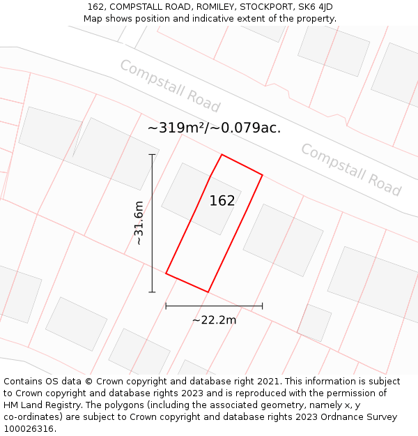 162, COMPSTALL ROAD, ROMILEY, STOCKPORT, SK6 4JD: Plot and title map