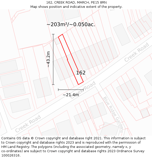 162, CREEK ROAD, MARCH, PE15 8RN: Plot and title map