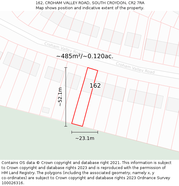 162, CROHAM VALLEY ROAD, SOUTH CROYDON, CR2 7RA: Plot and title map