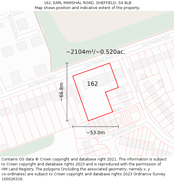 162, EARL MARSHAL ROAD, SHEFFIELD, S4 8LB: Plot and title map
