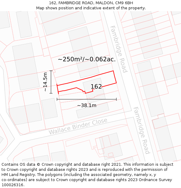 162, FAMBRIDGE ROAD, MALDON, CM9 6BH: Plot and title map