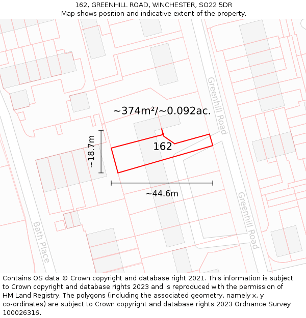 162, GREENHILL ROAD, WINCHESTER, SO22 5DR: Plot and title map