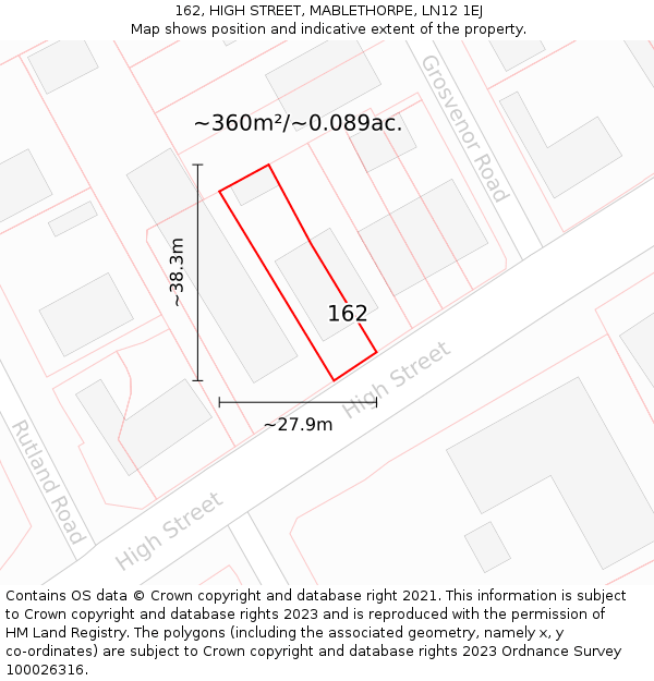 162, HIGH STREET, MABLETHORPE, LN12 1EJ: Plot and title map