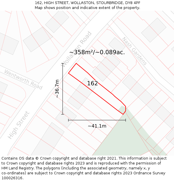 162, HIGH STREET, WOLLASTON, STOURBRIDGE, DY8 4PF: Plot and title map