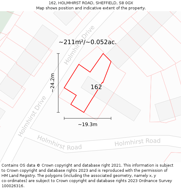 162, HOLMHIRST ROAD, SHEFFIELD, S8 0GX: Plot and title map
