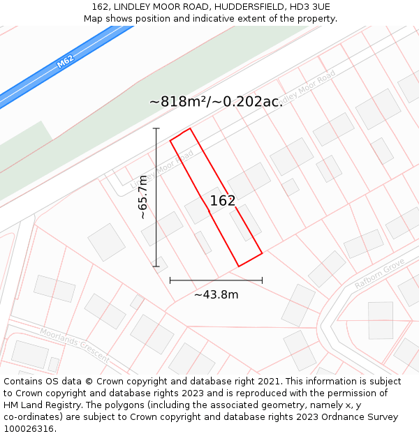 162, LINDLEY MOOR ROAD, HUDDERSFIELD, HD3 3UE: Plot and title map