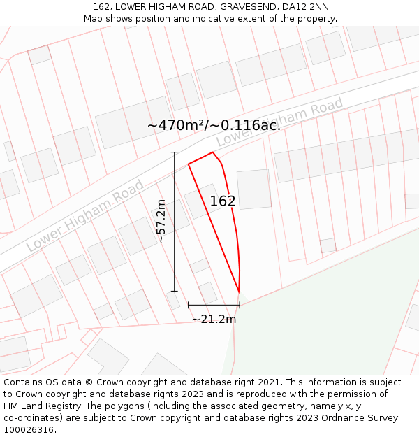 162, LOWER HIGHAM ROAD, GRAVESEND, DA12 2NN: Plot and title map