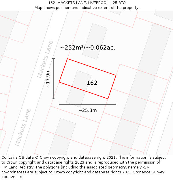 162, MACKETS LANE, LIVERPOOL, L25 8TQ: Plot and title map