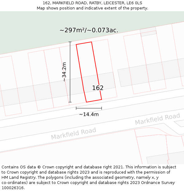 162, MARKFIELD ROAD, RATBY, LEICESTER, LE6 0LS: Plot and title map